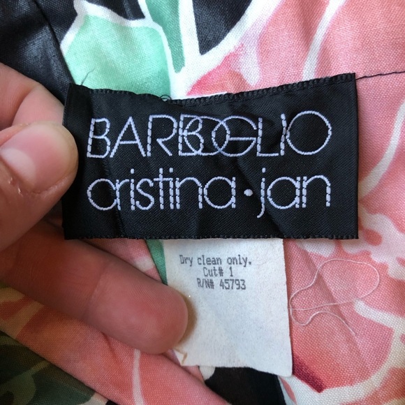 VTG Barboglio Peplum Tiered Mini Dress Size 8 Black Floral Glamoratti 80s Luxury - Picture 11 of 13